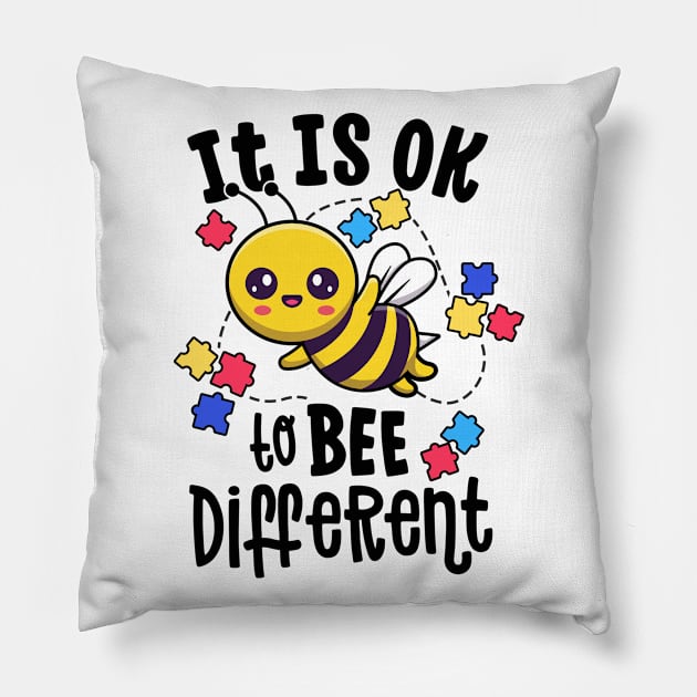 Autism Awareness Gifts It Is Ok To Bee Different Be Kind Pillow by 14thFloorApparel