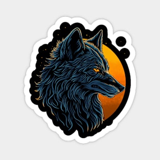 Moon Wolf - Retro Vibrant Wolf Pop Art Magnet