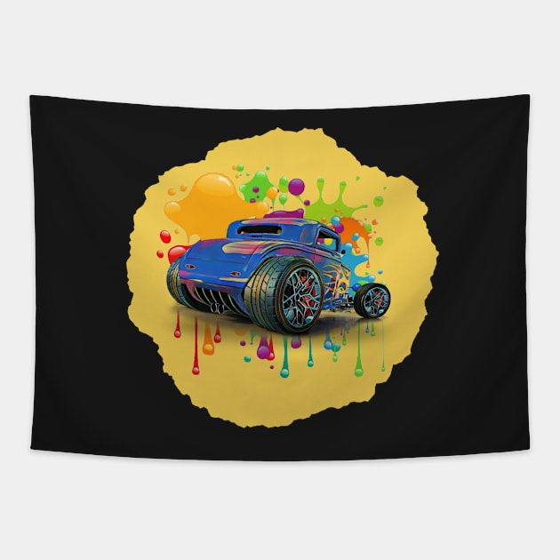 Colorful Hot Rod Coupe Tapestry by Wilcox PhotoArt