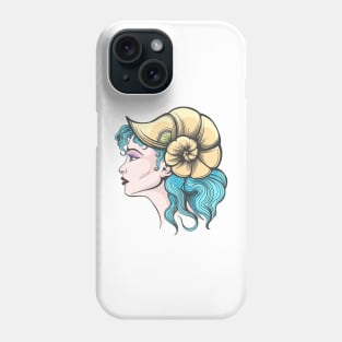 Beautiful Girl Face in Seashell Hat Phone Case
