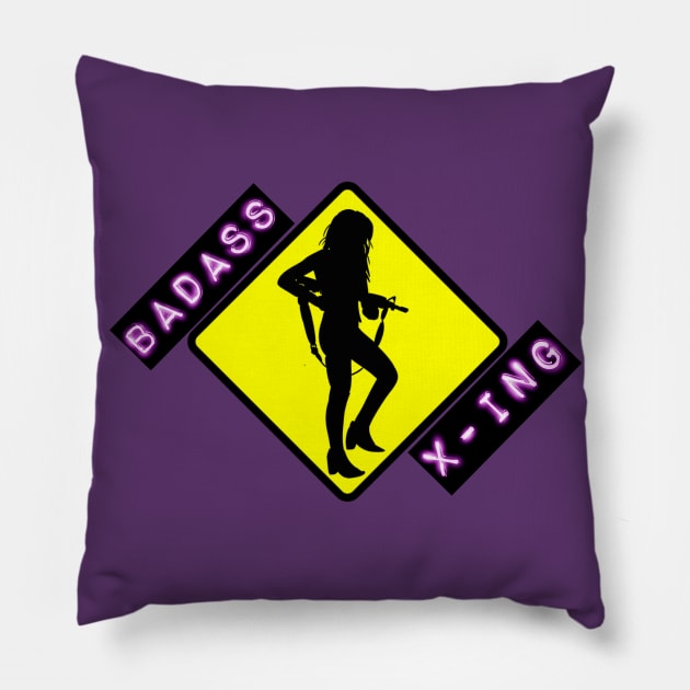 Badass Crossing Pillow by GavinTheGhost