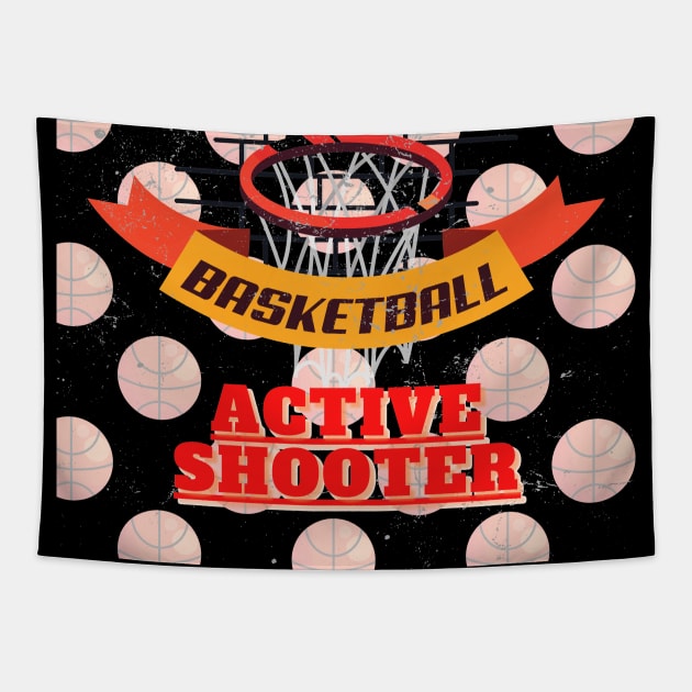 Active Shooter Basketball Tapestry by malbajshop