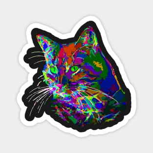 Pop Art Abstract Cat Magnet