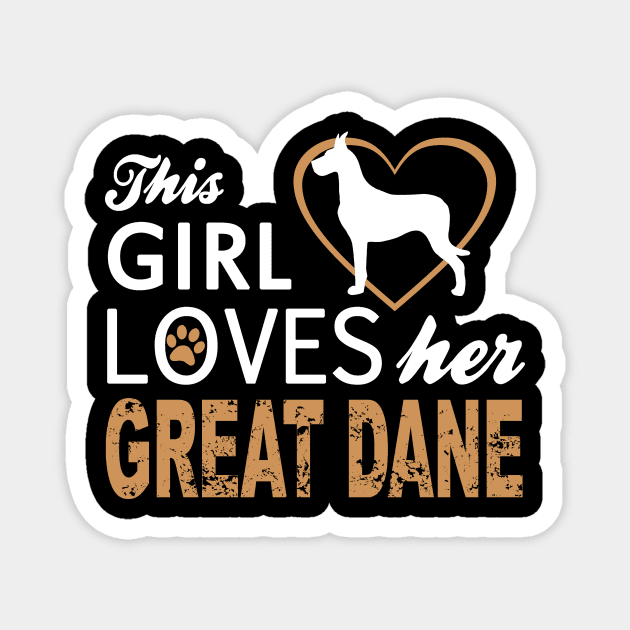 This Girl Loves Her Great Dane Cute Dog Lover Magnet by nikkidawn74