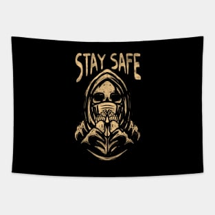 Stay safe virus skull design Tapestry