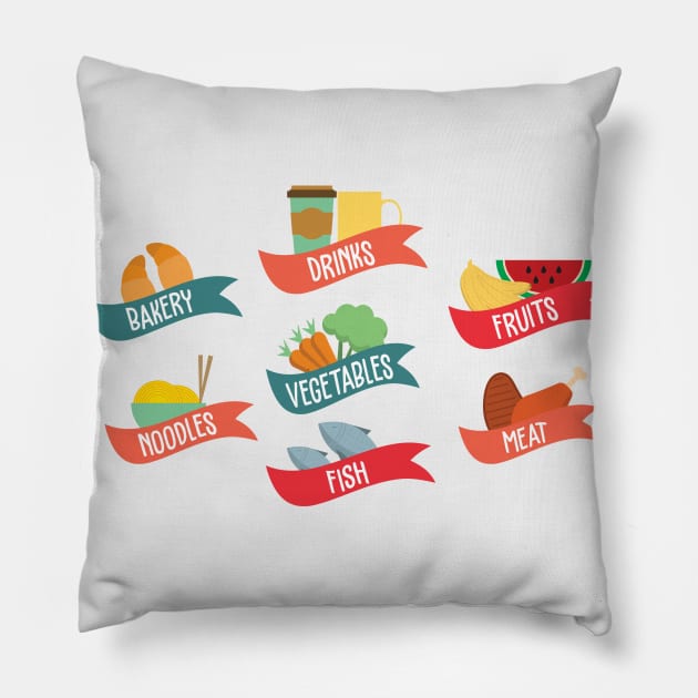 Food Labels Pillow by TinPis