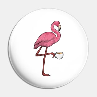 Flamingo with Cup of Coffee Pin