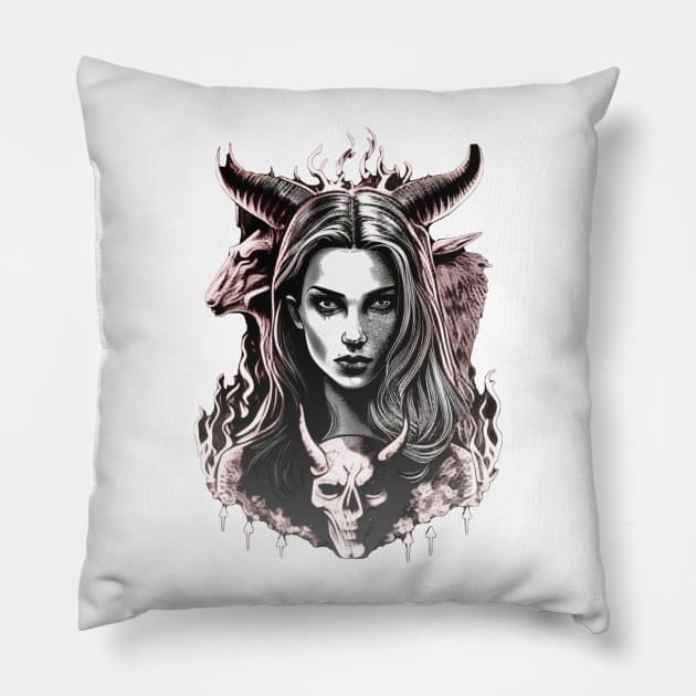 Embrace the Darkness: Gothic Satanic Evil Pillow by Phantom Troupe