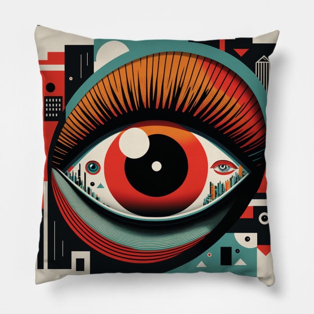 The Eye in the City Pillow by TheJadeCat