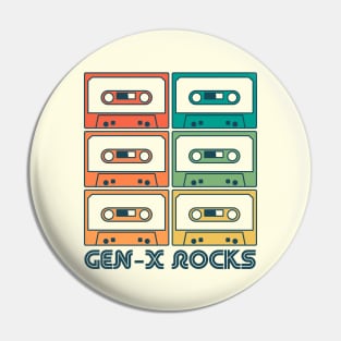 Gen X Rocks | Generation X Retro Rainbow Mix Tapes Pin