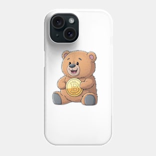 Cute TeddyBear with Bitcoin Coin - Cartoon Style Phone Case