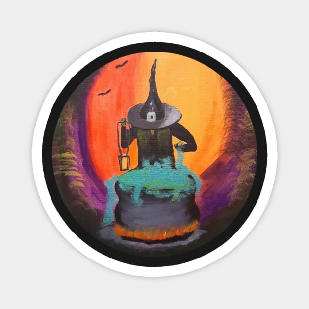 Acrylic painting of a witchy, witchy witch witch - Art Magnet by LukjanovArt