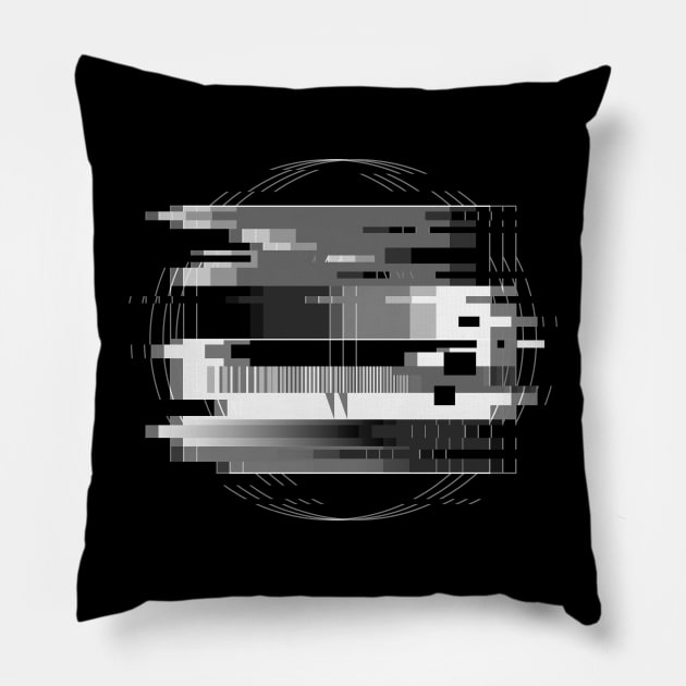 Black and White Glitch TV test Pillow by zeljkica