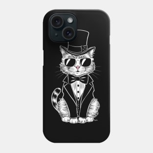 Furry cat in sunglasses vintage art Phone Case