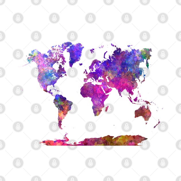 World Map in Watercolor Colorfull 04 by PaulrommerArt