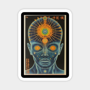 Retro Sci-Fi Third Eye Awakened Man Vintage Artwork - Cosmic Enlightenment Magnet