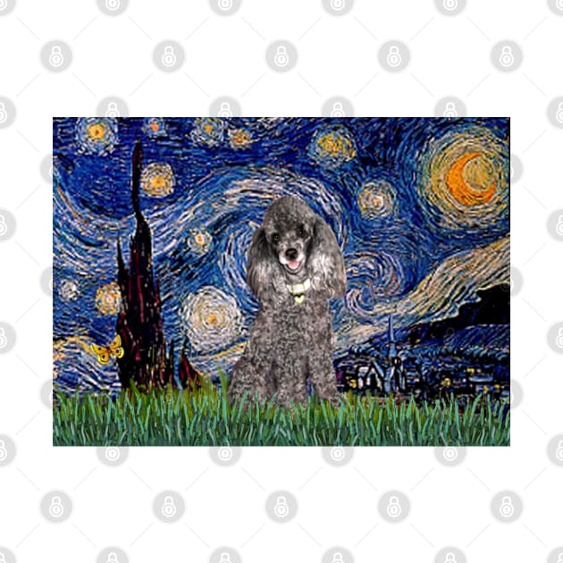 Silver Toy Poodle in Adapted Starry Night by Van Gogh by Dogs Galore and More