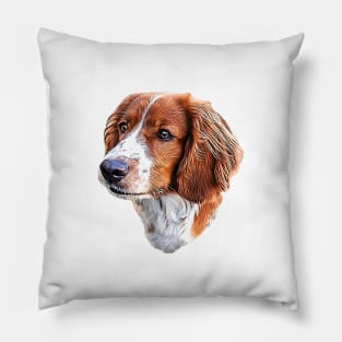 Welsh Springer Spaniel Dog Head Art Pillow