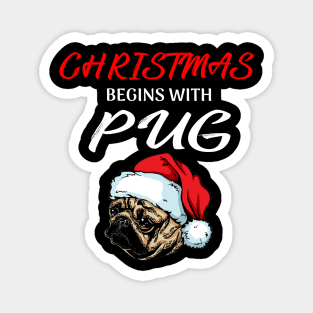 Christmas Begin With Pug Dog Costume Gift Magnet