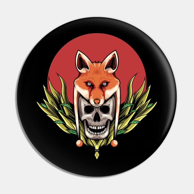 Skull with Fox Head Pin by hazamaxx7