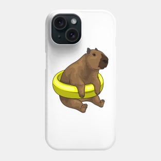 Capybara Swimming Lifebuoy Phone Case