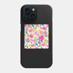 Flirty floral watercolour large Phone Case