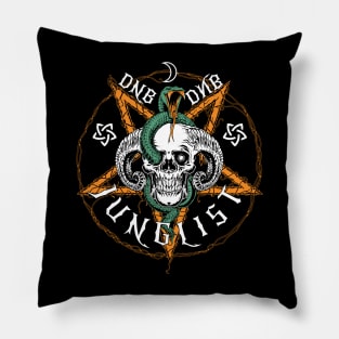 JUNGLIST  - DNB Halloween Skull & Pentagram (white/orange) Pillow