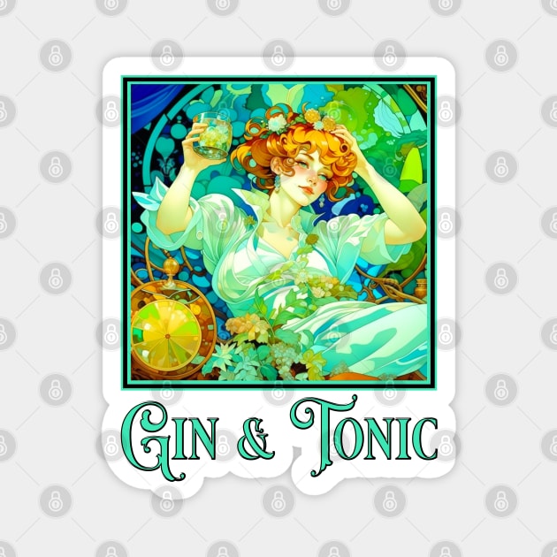 Art Nouveau Gin & Tonic Magnet by HolidayBug