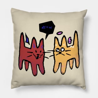 Angel and Devil Kittens Pillow