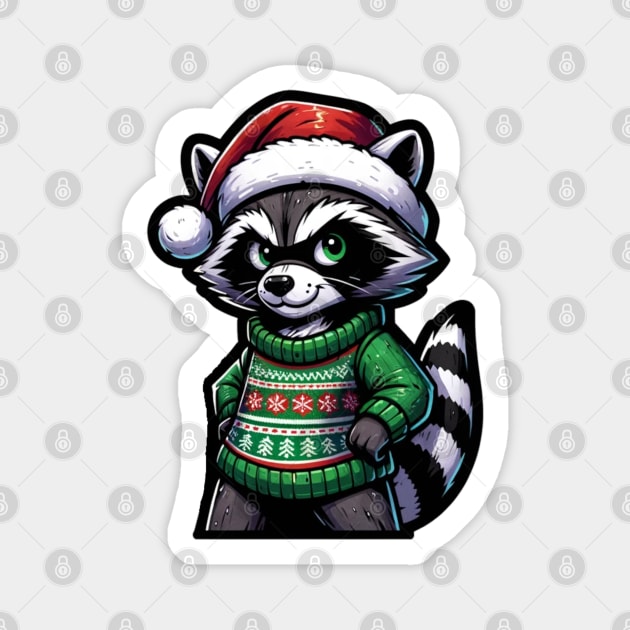 Christmas Raccoon Magnet by OddHouse