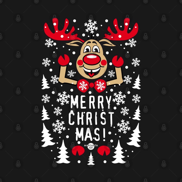 191 Reindeer Deer Rudolph Red Nose Merry Christmas cute by Margarita7