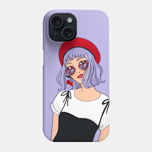 Hipster Girl with Heart-Shaped Glasses Phone Case