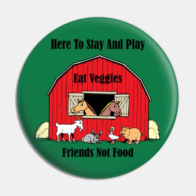 Farm 'Eat Veggies' Animals In The Barn Pin by MisterBigfoot