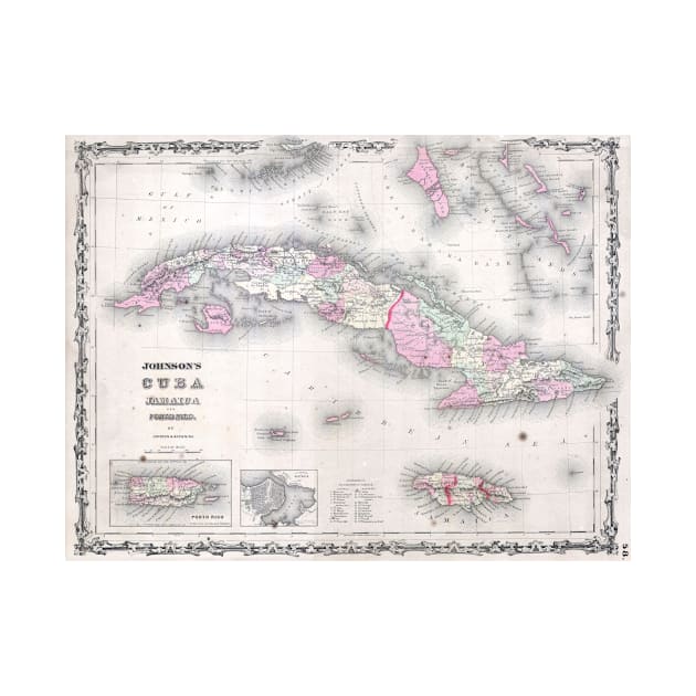 Vintage Map of Cuba (1861) by Bravuramedia