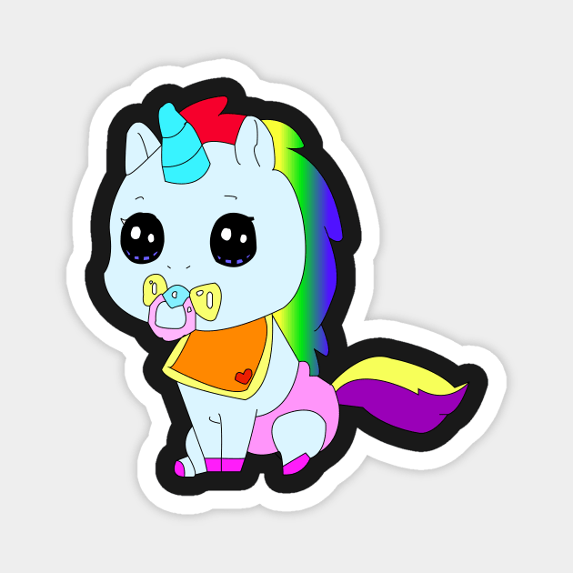 Baby Unicorn Hand Drawn Magnet by Shadowbyte91