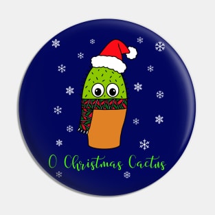O Christmas Cactus - Cute Cactus With Christmas Scarf Pin