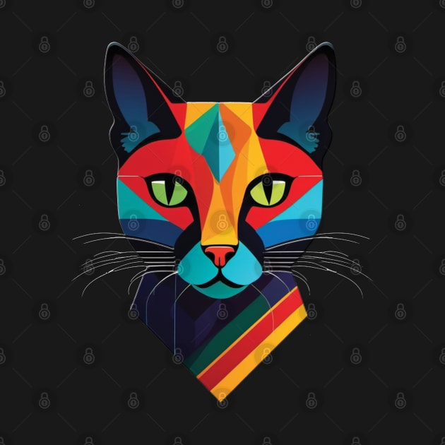 Egyptian Geometric Cat Retro Colorful by Angelic Gangster