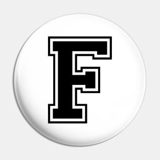 Initial Varsity Style Letter F Design - Black text Pin
