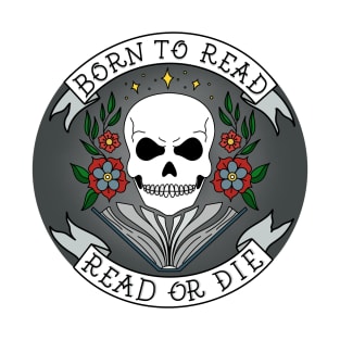 Read or Die Biker Skull in Grey T-Shirt