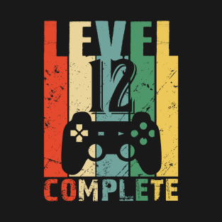 Vintage 12th Wedding Anniversary Level 12 Complete Video Gamer Birthday Gift Ideas T-Shirt