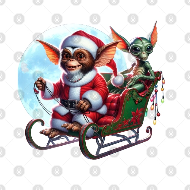 Christmas Gremlin and Alien by TooplesArt