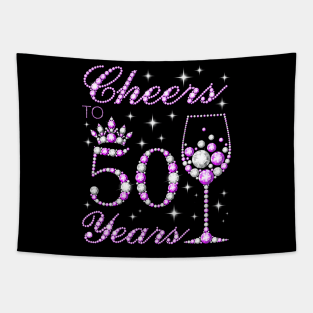 Cheers to 50 Years Old 50th Birthday Tapestry