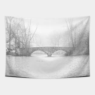 Snow at Clove Lakes Bridge Tapestry