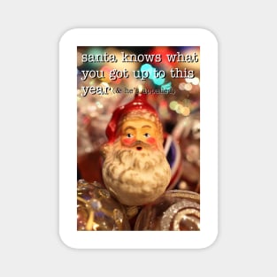 Santa Knows What You Got Up To This Year (Vintage Inspired Rude Christmas Card) Magnet