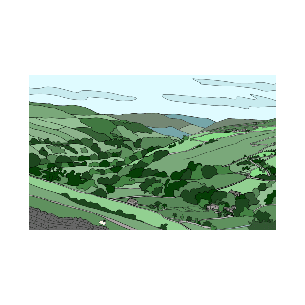 Swaledale, Yorkshire Dales, near Downholme Viewpoint - digital art by JennyCathcart