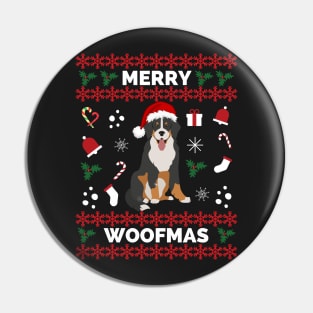 Bernese Mountain Dog Merry Woofmas Christmas Gift - Merry Woofmas Bernese Mountain Dog Christmas Holiday Pin