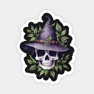 Wildcraft Witchery | Witch Skull | Witch Hat | Darkly Enchanting Skull and Herb | Earthy Skull with Leaves Magnet