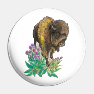 Bison and Western Ironweed Pin