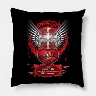 Cross Tribal Winged Heart Pillow