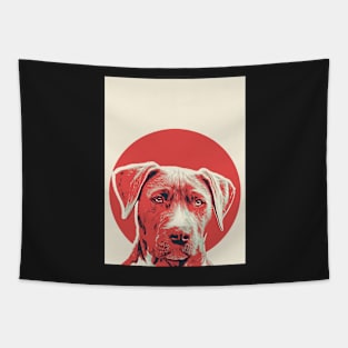 Pitbull Dog Illustration Tapestry